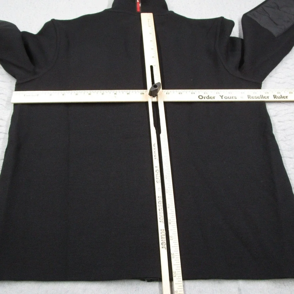 Prada Milano Men Black Full Zip Wool Sweater Nylon Panel Cardigan Size 48 SMC382